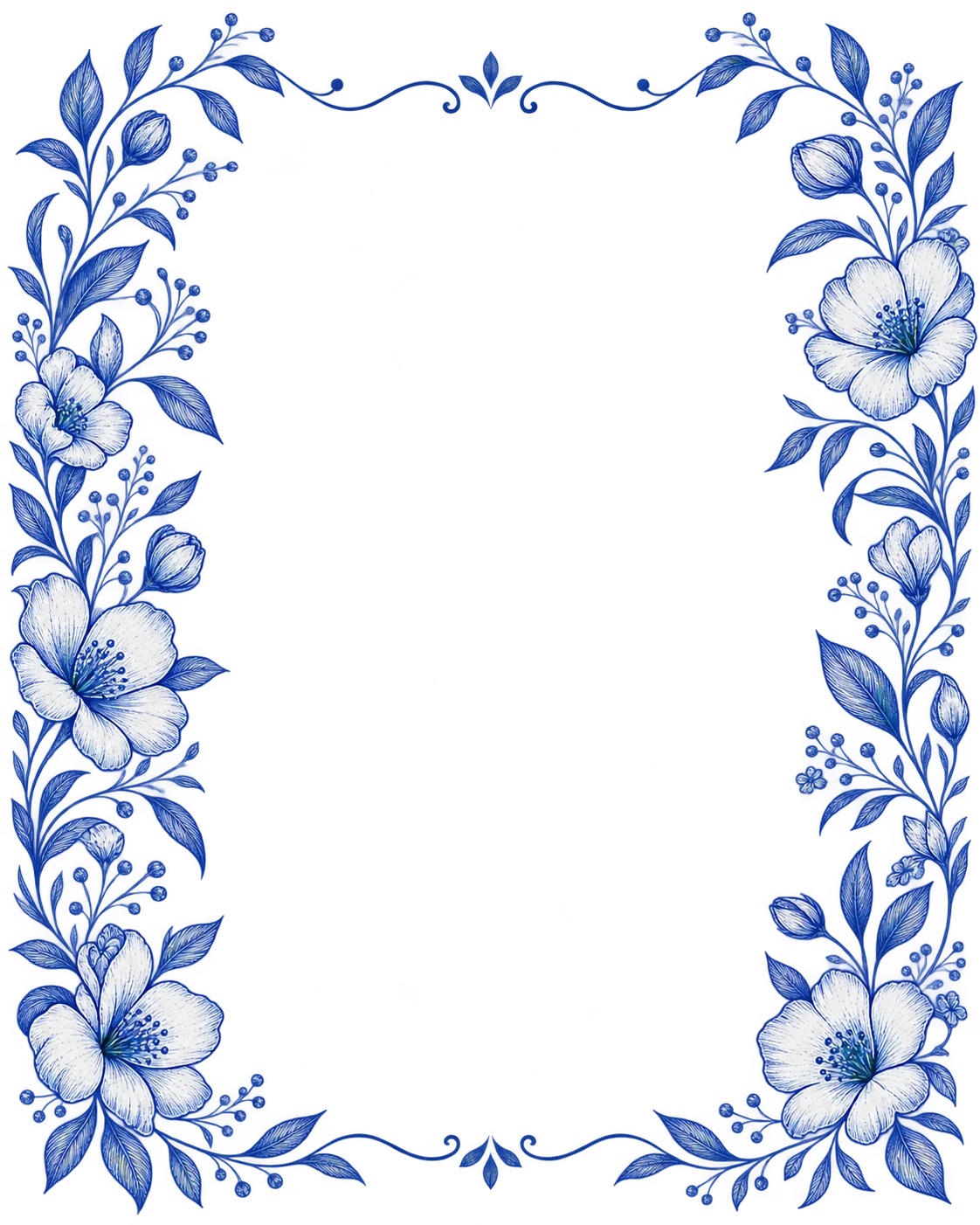 Invitación de cumpleaños con flores azules
