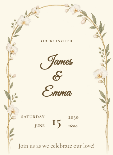 Orchid Arch Wedding Invitation
