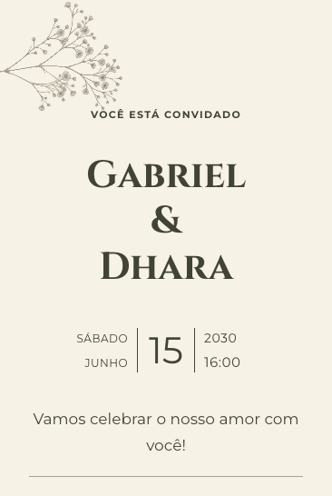 Convite online de casamento Botânico Natural