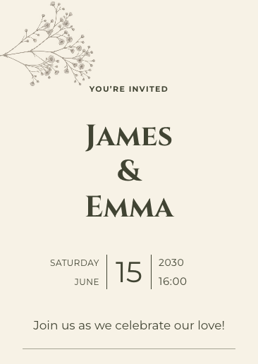 Natural Botanical Wedding Invitation