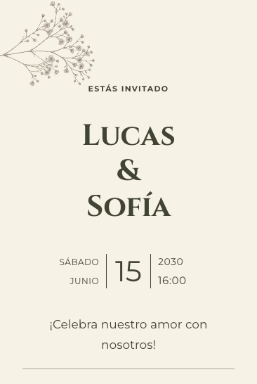 Invitación de boda Botánico Natural