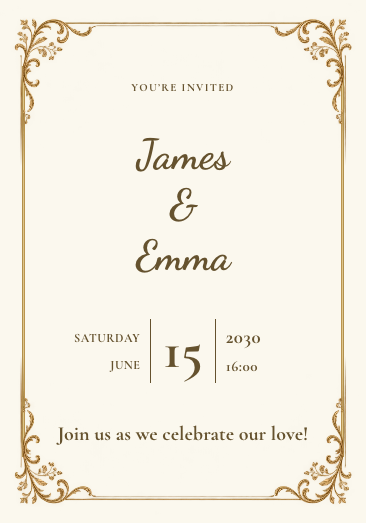 Golden Classic Wedding Invitation