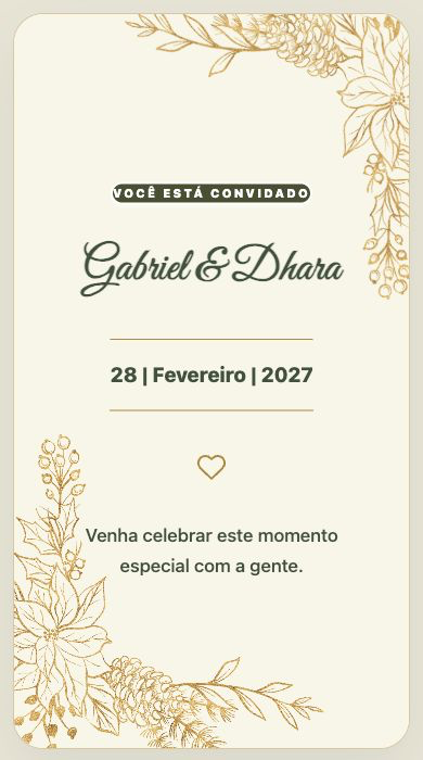 Gold Floral Wedding Invitation