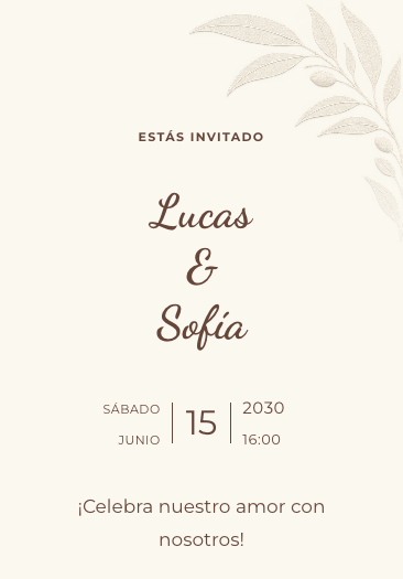 Invitación de boda Lino y Cobre