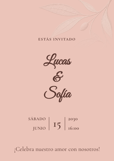 Invitación online de boda Rosé Botánico
