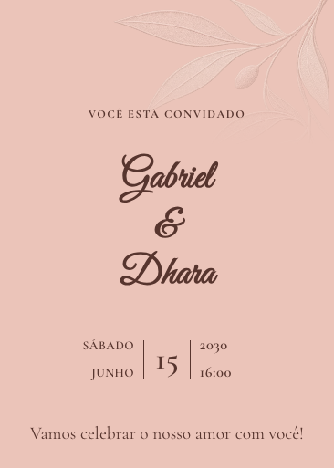 Convite de casamento Rosé Botânico