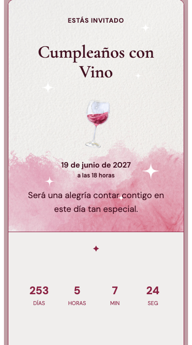 Invitación online Cumpleaños con Vino
