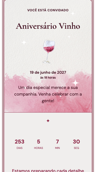 Convite online Aniversário Vinho
