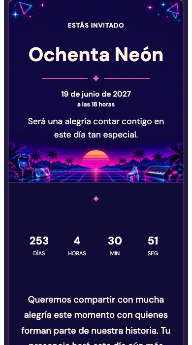 Invitación online Fiesta de los 80