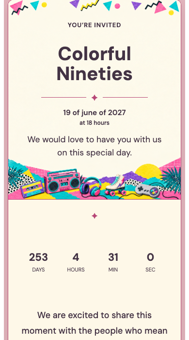 90s Party online invitation