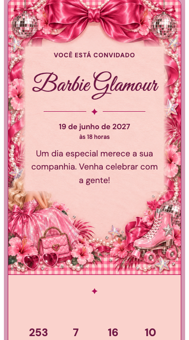 Convite online Barbie Glamour