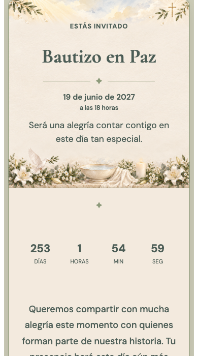 Invitación online Bautizo
