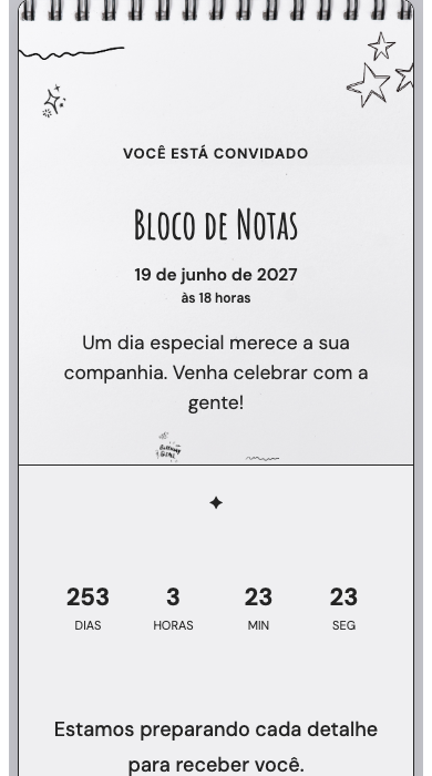 Convite online Bloco de Notas