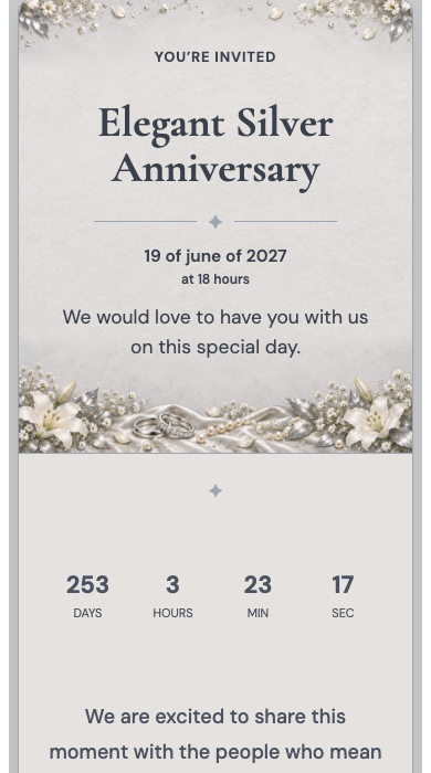 Silver Anniversary online invitation
