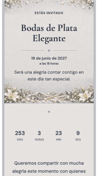Invitación online Bodas de Plata