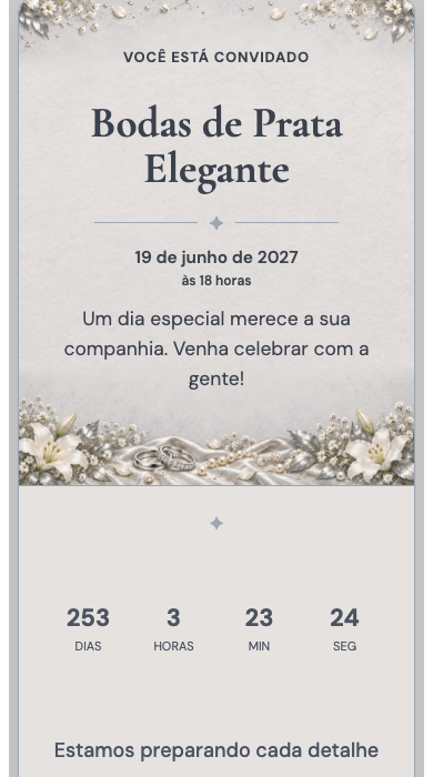 Convite online Bodas de Prata