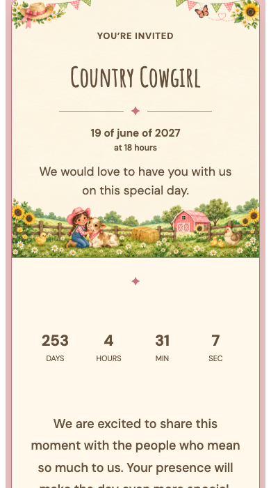 Country Cowgirl online invitation