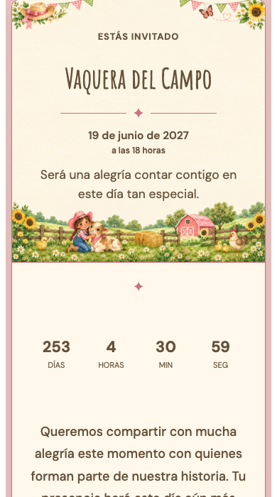 Invitación online Vaquera Campestre
