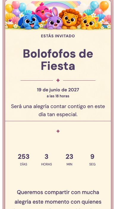 Invitación online Bolofofos