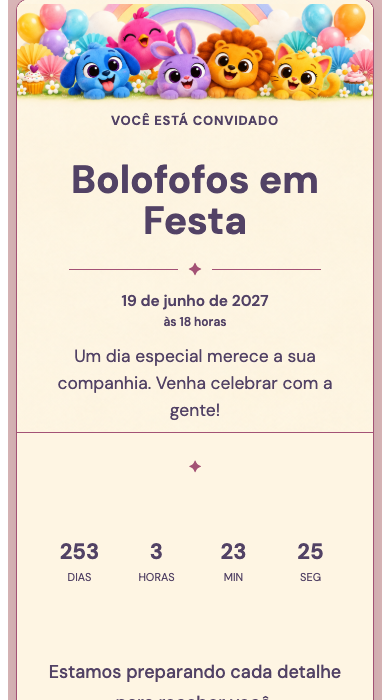 Convite online Bolofofos