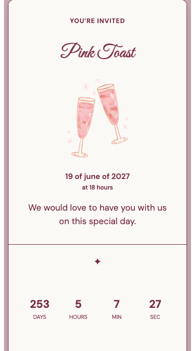 Digital birthday invitation: Pink Toast