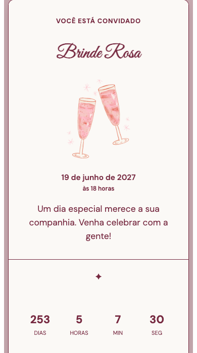 Convite online Brinde Rosa