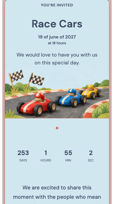 Race Cars online invitation