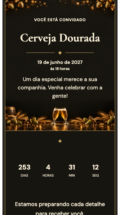 Invito digitale di compleanno: Birra dorata