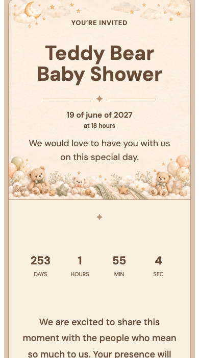 Teddy Bear Baby Shower online invitation