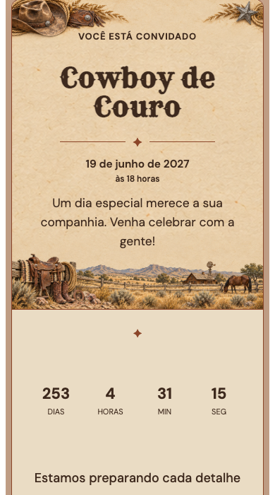 Invitation d’anniversaire numérique: Cowboy cuir