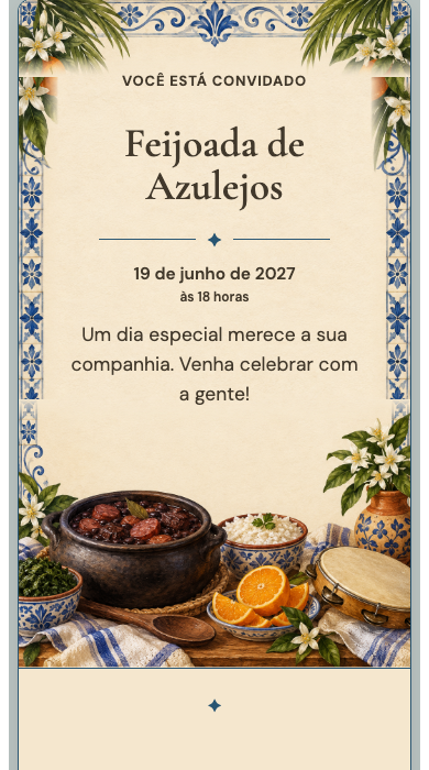 Digitale Geburtstagseinladung: Feijoada mit Azulejos