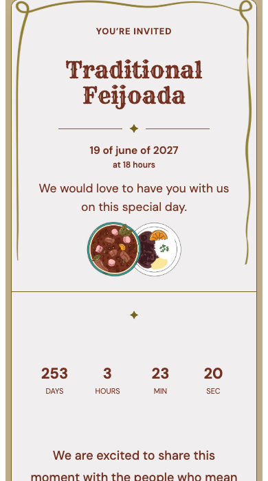 Digital birthday invitation: Traditional Feijoada