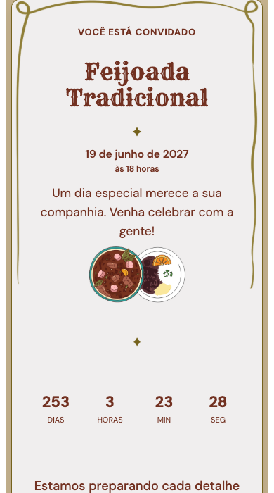 Invito digitale di compleanno: Feijoada tradizionale