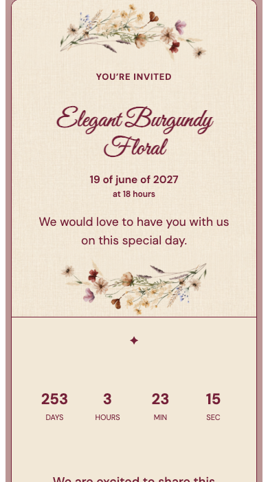 Burgundy Floral online invitation