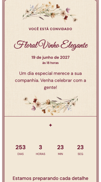 Digitale Einladung: Elegantes Blumenmotiv in Bordeaux — Einweihungsparty