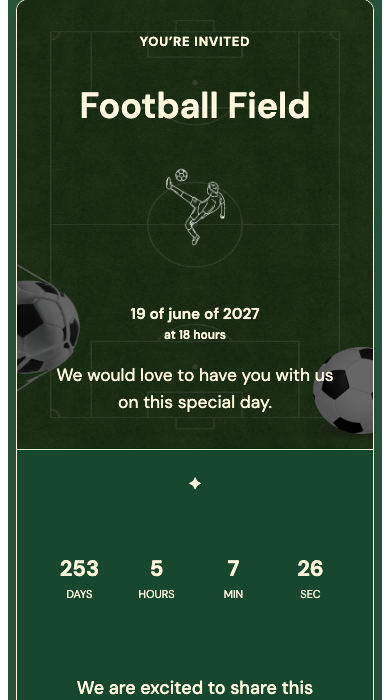 Digital birthday invitation: Football Field