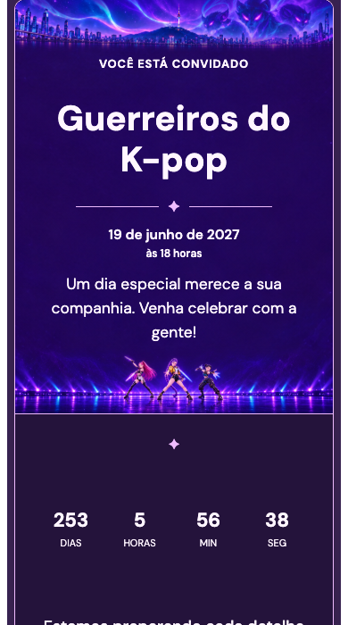 Convite online Guerreiros do K-pop