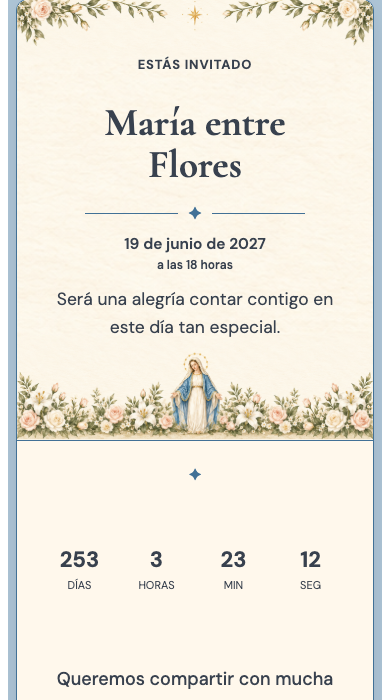 Invitación online Virgen María
