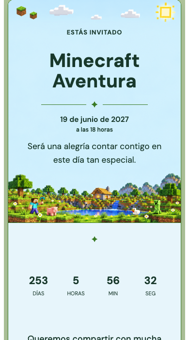 Invitación online Minecraft