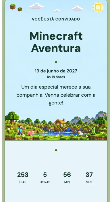 Convite online Minecraft