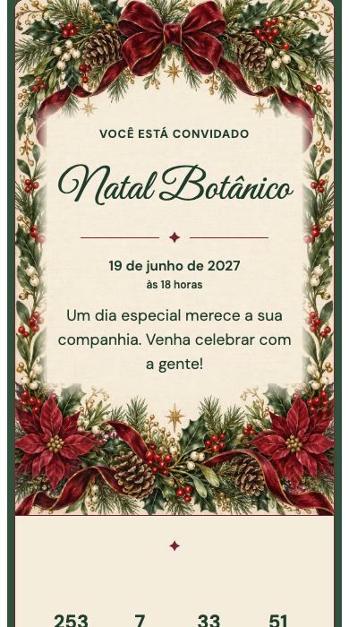 Invitation d’anniversaire numérique: Noël botanique