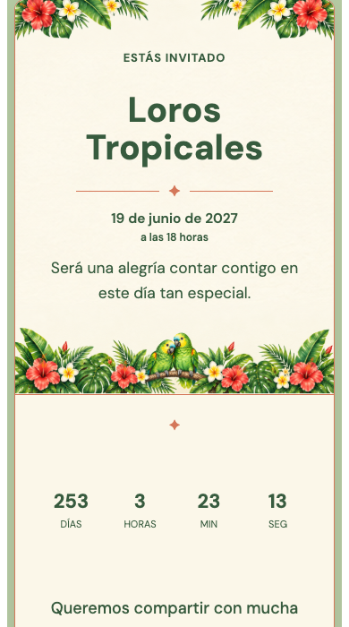 Invitación online Loros