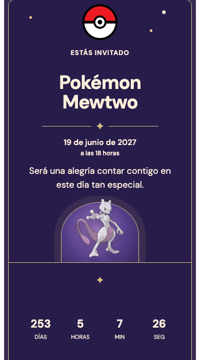 Invitación online Pokémon Mewtwo