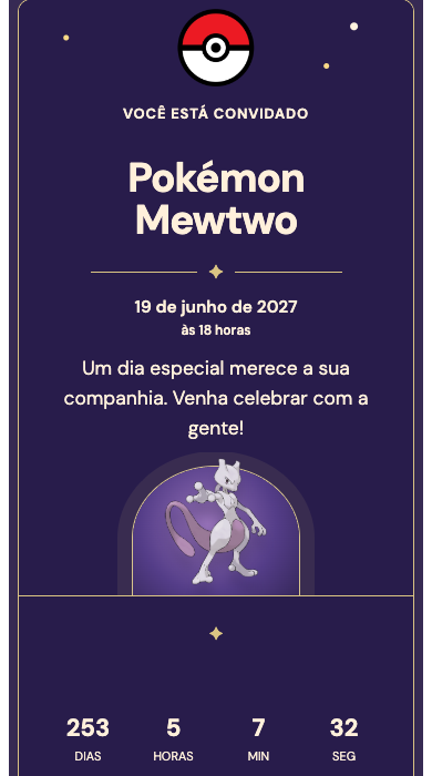 Convite online Pokémon Mewtwo