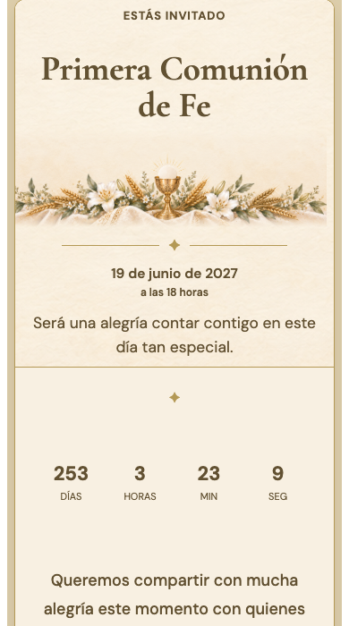 Invitación online Primera Comunión
