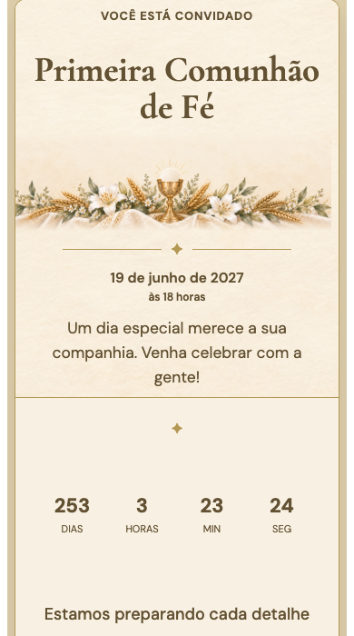 Convite online Primeira Comunhão