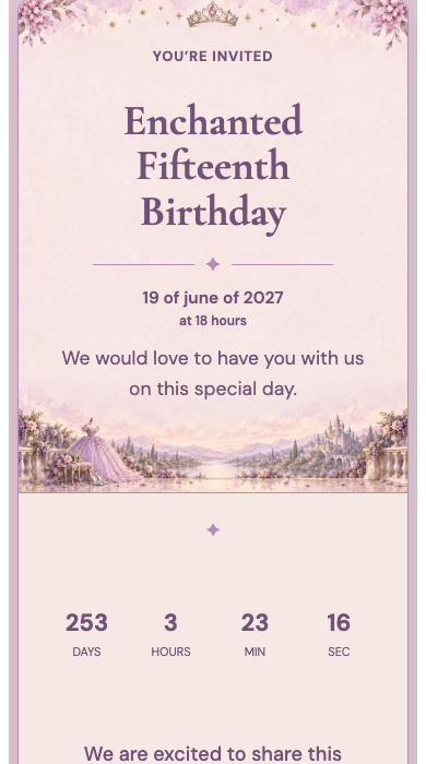 Enchanted Quinceañera online invitation