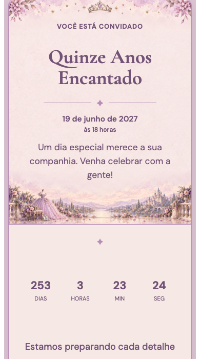 Convite online 15 Anos Encantado