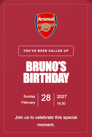 Arsenal Invitation