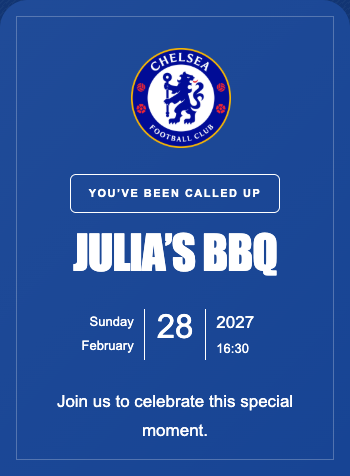Chelsea Invitation